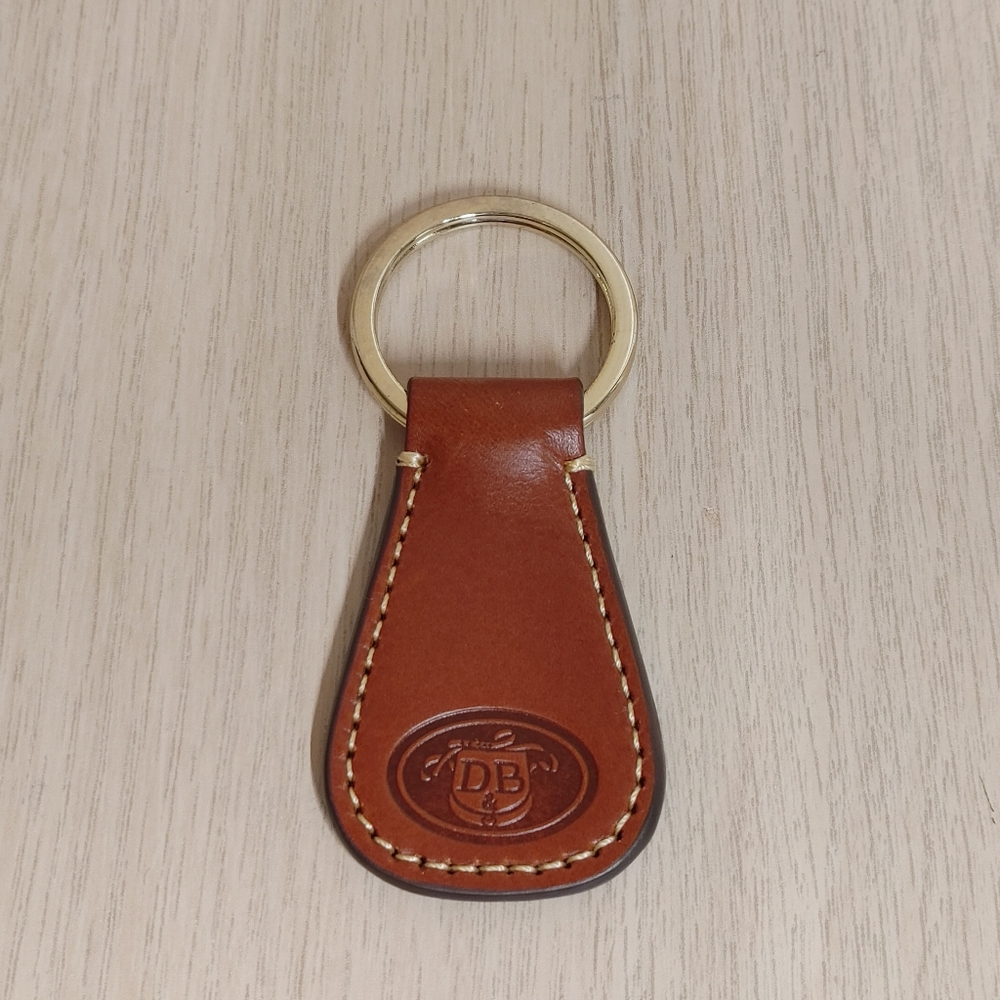 Dooney & Bourke Leather Keychain Brown Logo 3.5"
